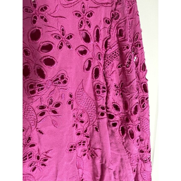 Denim 24/7 Silk Embroidered Floral Crochet Magenta Office Casual 16w Boho - Picture 3 of 12